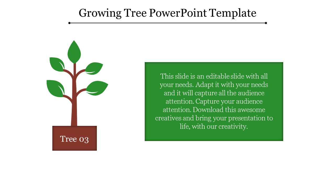 Illustration of a growing tree with leaves and a green text box, representing growth and development concepts.