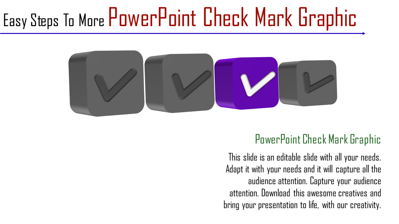 Gray checkmark cubes with one highlighted in purple, showcasing a 3D design on a white background.