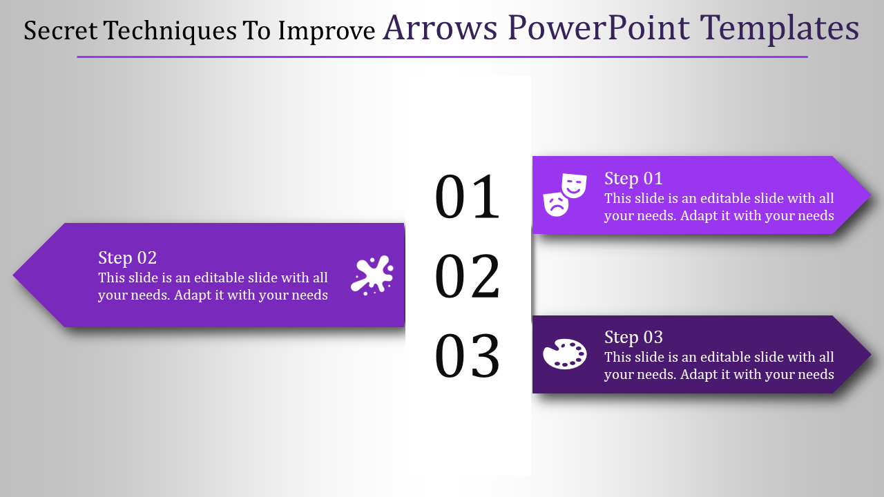 Vertical numbering with horizontal purple arrows highlighting steps in a visually appealing layout with icons.