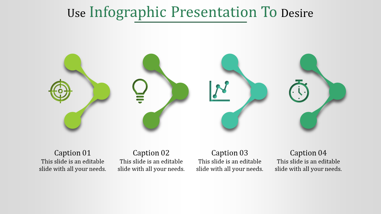 Modern infographic template with four connected icons representing a target, idea, graph, and clock for strategic visuals.