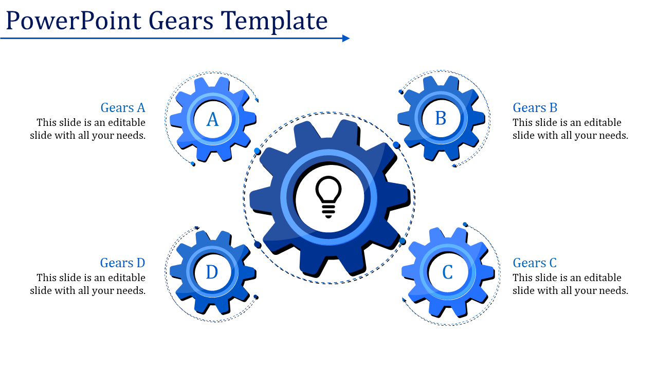 PowerPoint Gears Template-Blue