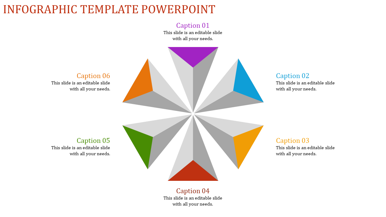 Starburst shaped infographic with vibrant sections in purple, blue, yellow, red, green, and orange, surrounded by captions.