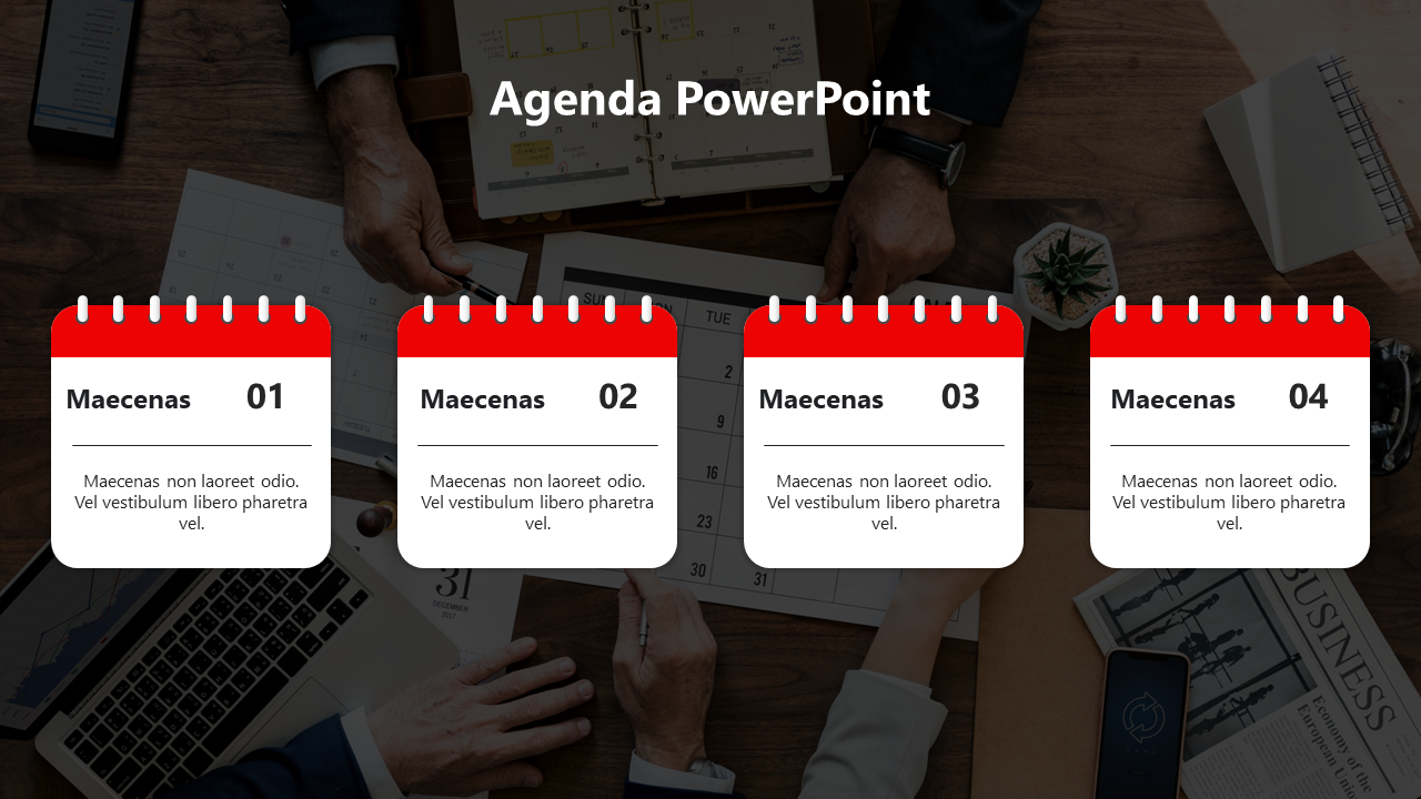 Impressive Business Agenda PowerPoint And Google Slides 