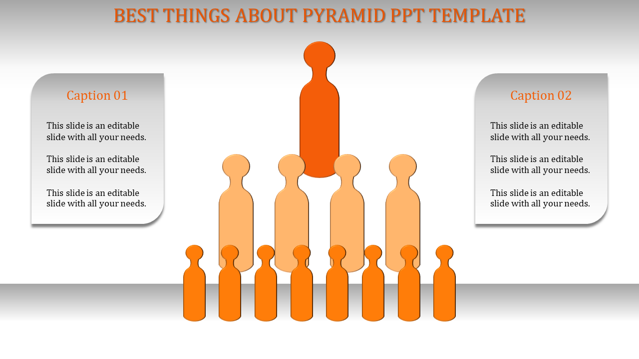 Layered blue silhouette pyramid with tallest figure at the top, aligned with two rounded captions areas.