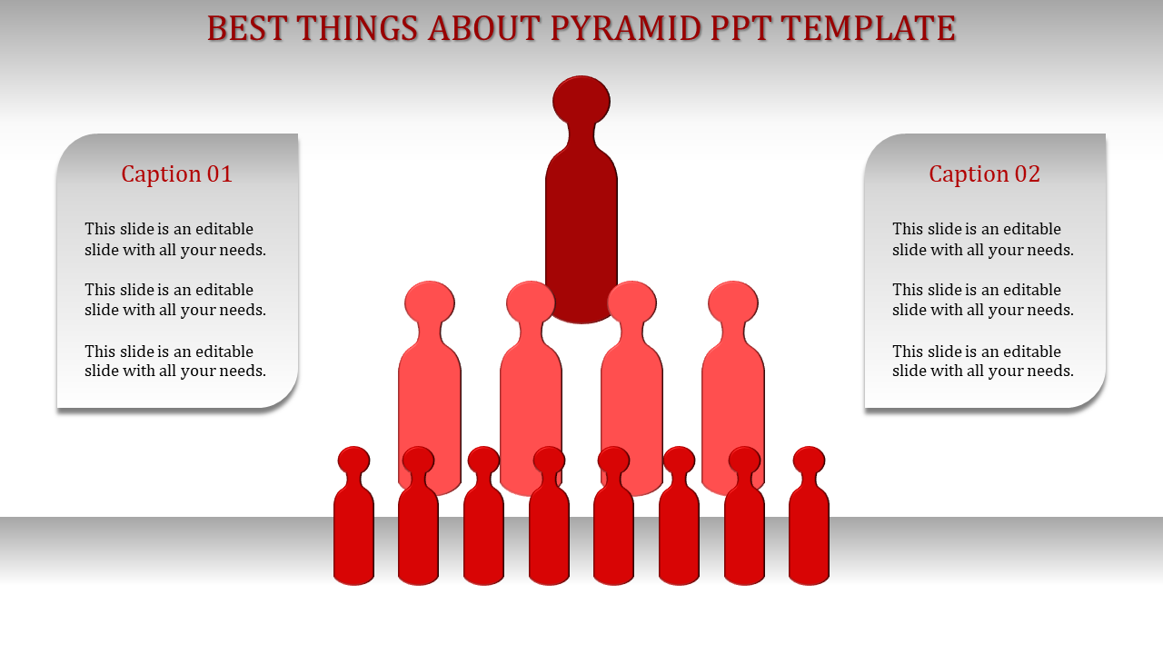 Pyramid structure with red figures, highlighting hierarchical levels with a red figure at the top with captions.