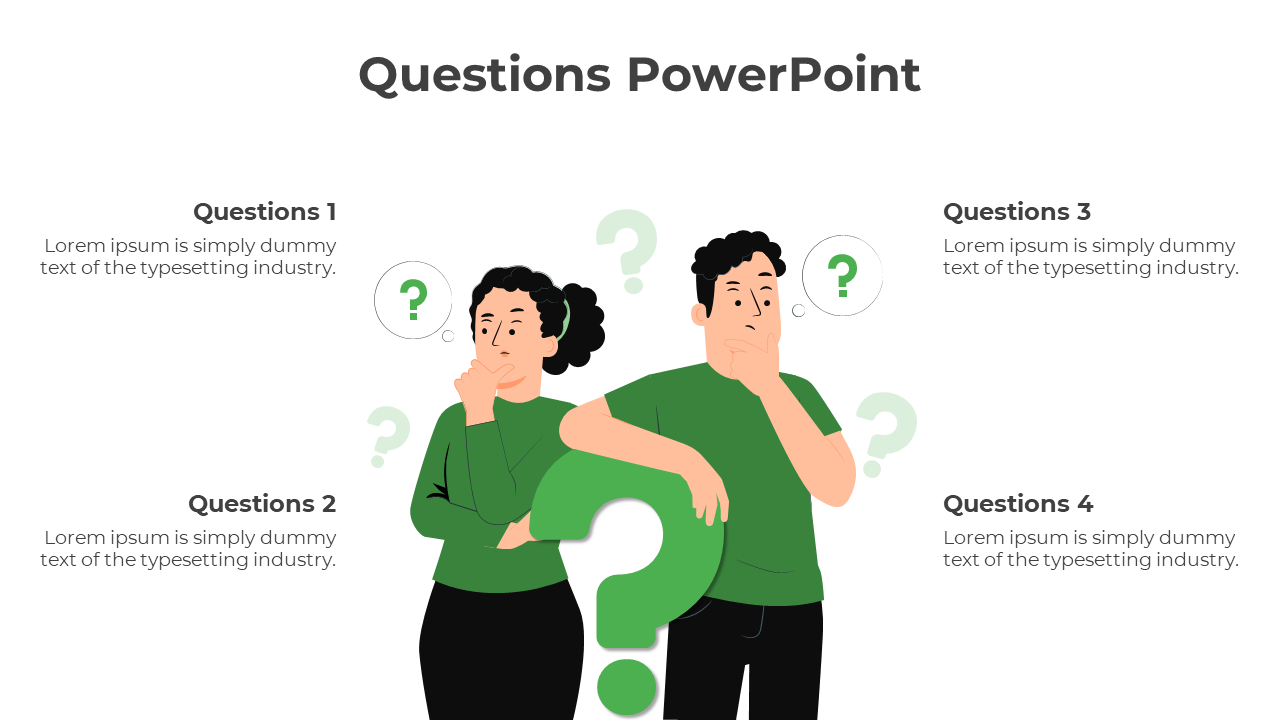 Editable Questions PPT And Google Slide With Green Color