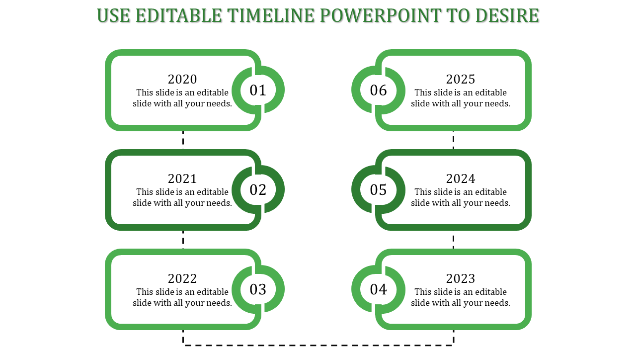 Wavy orange timeline with circular milestone icons representing years 2014 to 2019, connected by vertical lines.
