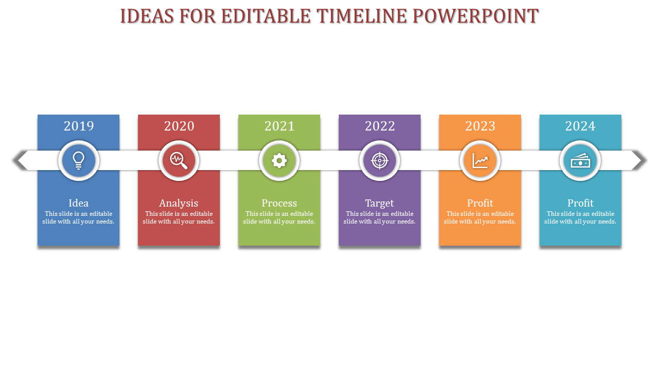 Best Editable Timeline PowerPoint In Multicolor Slide