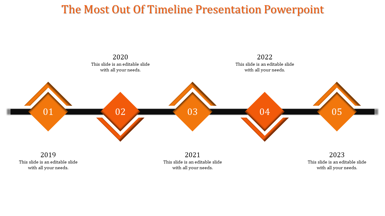 Minimalist blue timeline design with three connected circular steps, featuring icons and labeled years 2017, 2018, and 2019.