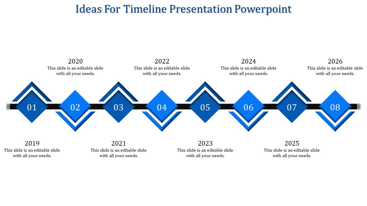 Blue Diamond Theme Timeline PPT Template And Google Slides