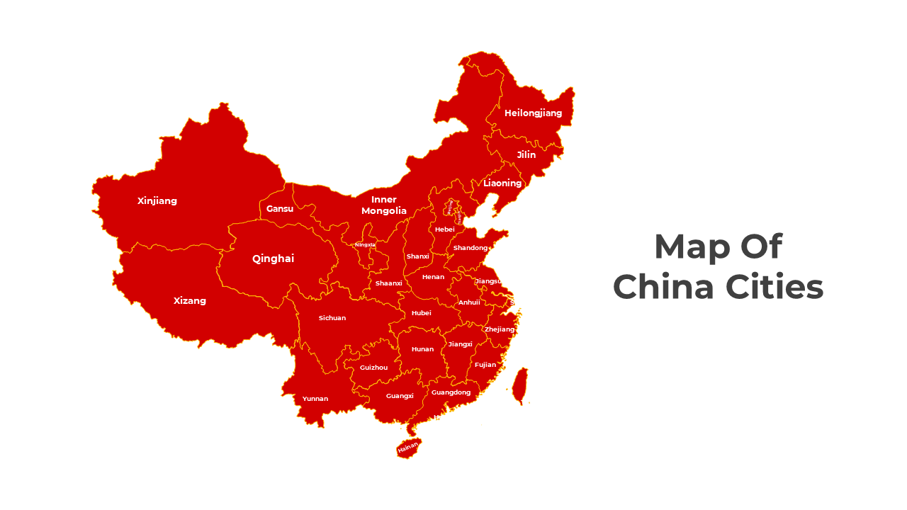 Editable Map Of China Cities PPT And Google Slides Template