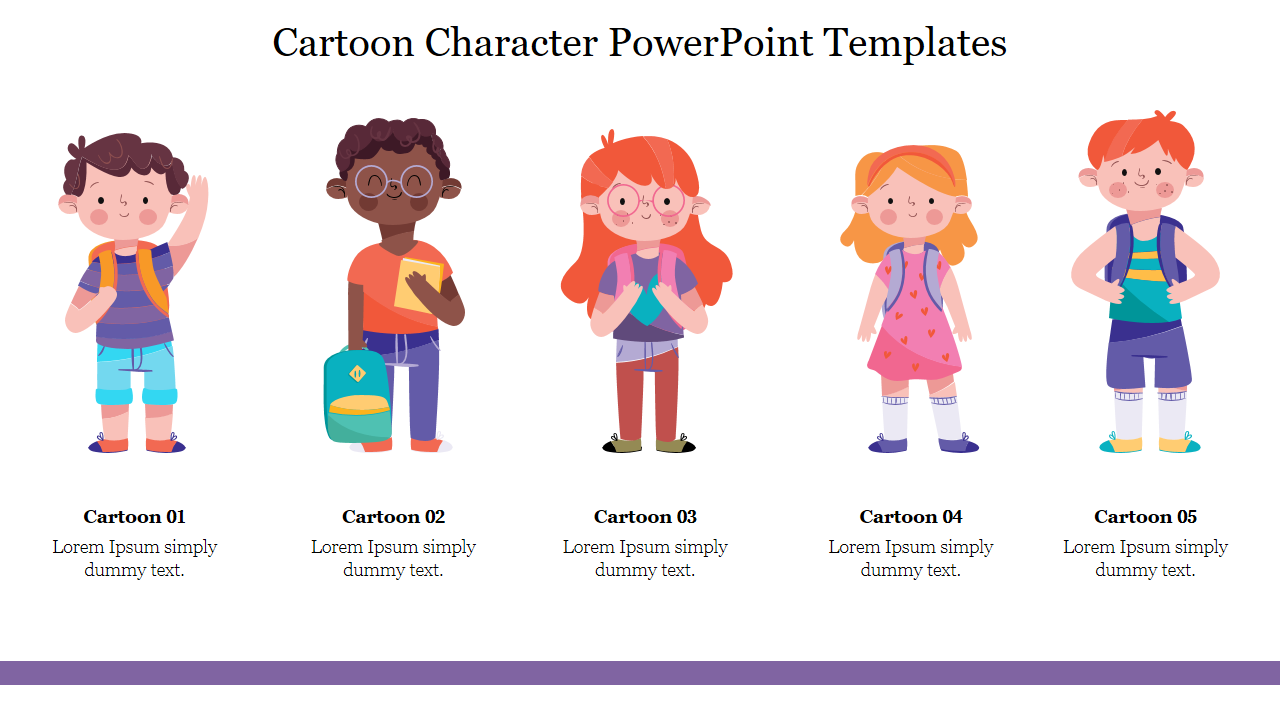 Kids Theme Cartoon Character PowerPoint Templates Slide