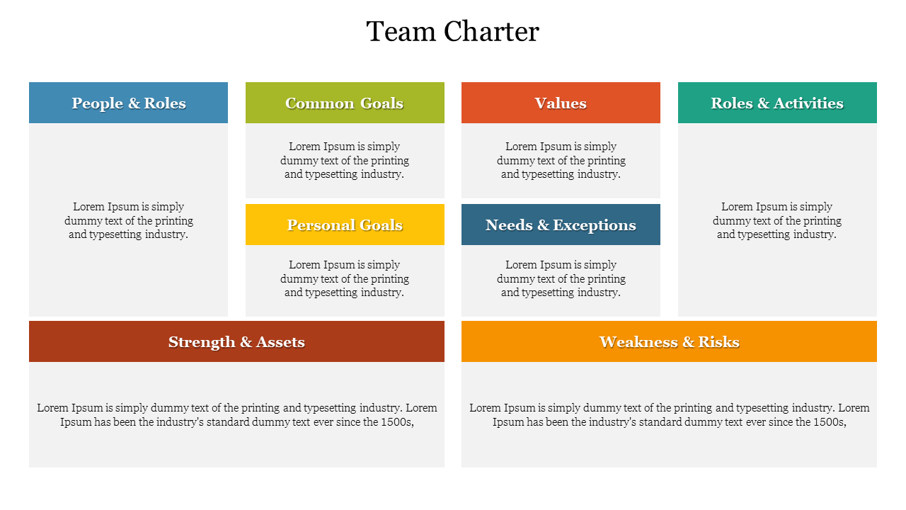 Multicolor Team Charter PowerPoint Presentation Template Inside Team Charter Template Powerpoint
