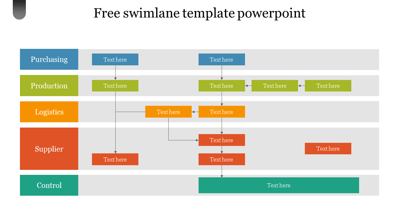 Swimlane Powerpoint Template Slide Multicolor Flowchart