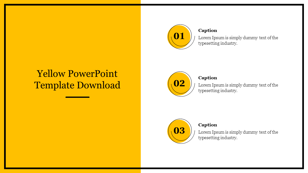 Với mẫu PowerPoint màu vàng miễn phí này, bạn sẽ tạo ấn tượng với khán giả bởi sự tươi sáng và tươi mới. Giao diện thân thiện và dễ sử dụng cùng với tất cả các tính năng PowerPoint chuyên nghiệp là điều đáng để đối tác của bạn chú ý đến. Hãy tải xuống và tạo ra những bài thuyết trình độc đáo và đẹp mắt nhất hiện nay.