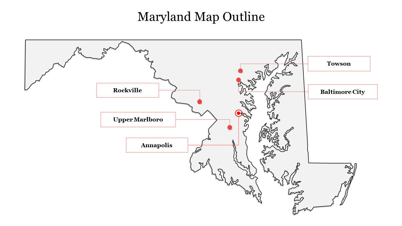 Best Maryland Map Outline Presentation Template