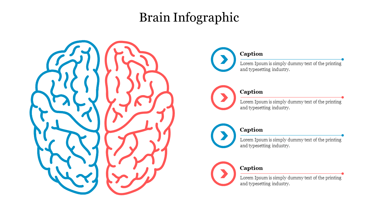 Four Noded Brain Infographic PowerPoint Presentation Slide