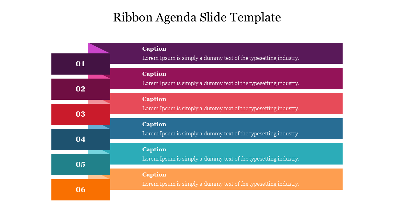Ribbon Agenda Slide Template Free Download