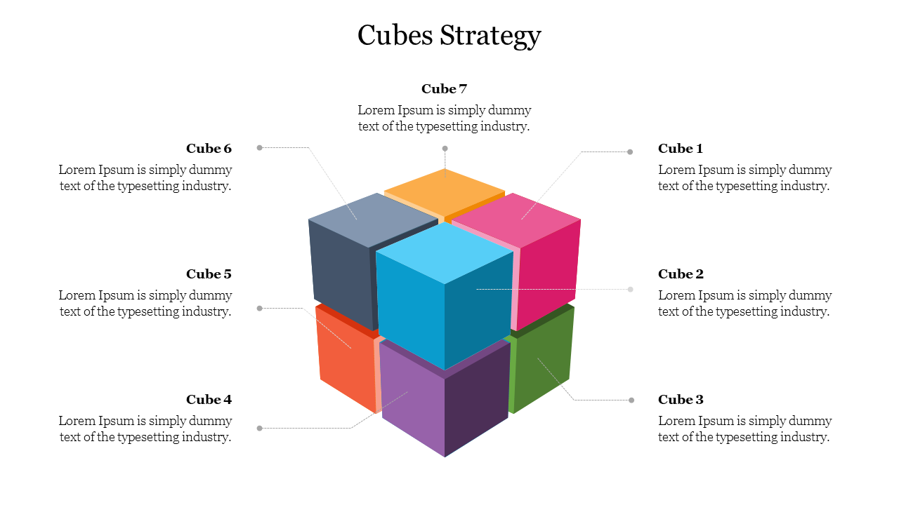 3D Cubes Strategy PowerPoint Presentation Template Slide