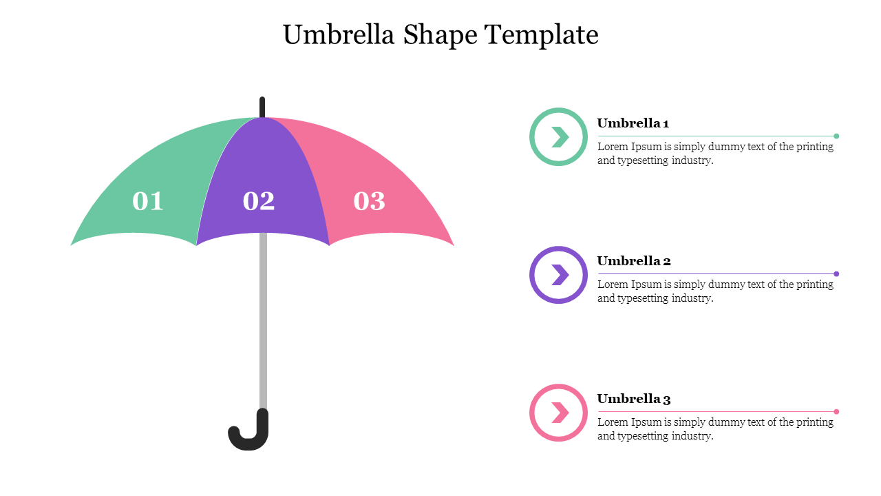 Editable Umbrella Shape Template For Presentation Slide