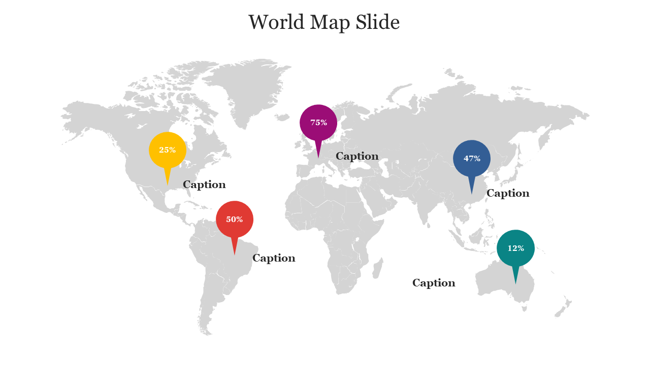 Custom Color World Map PowerPoint Presentation Template