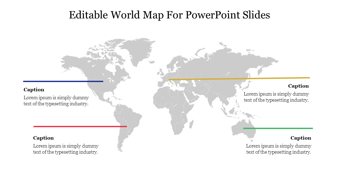 Editable World Map For PowerPoint Slides For Presentation