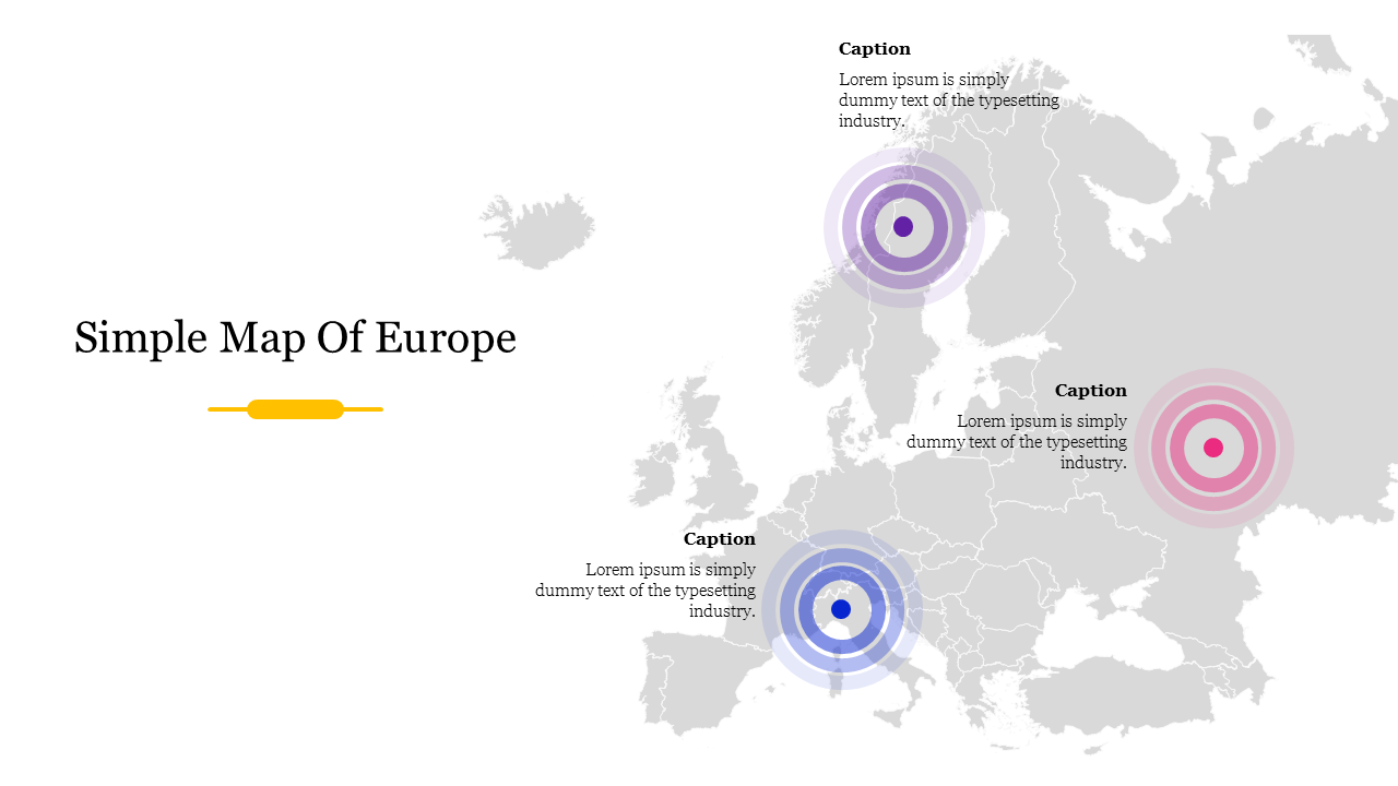 Simple Map Of Europe PowerPoint Presentation Template