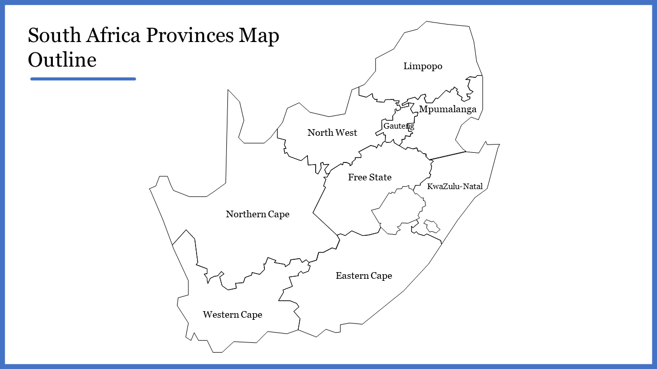 South Africa Provinces Map Outline PPT And Google Slides