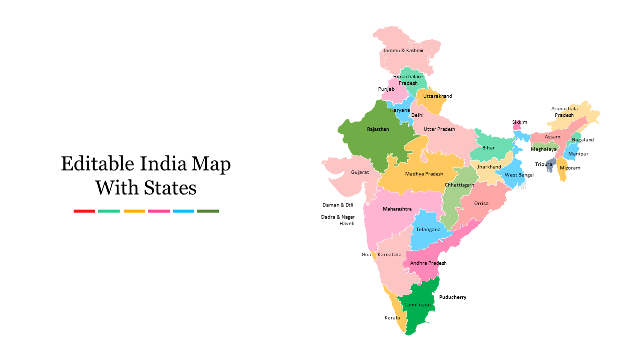 Editable India Map With States