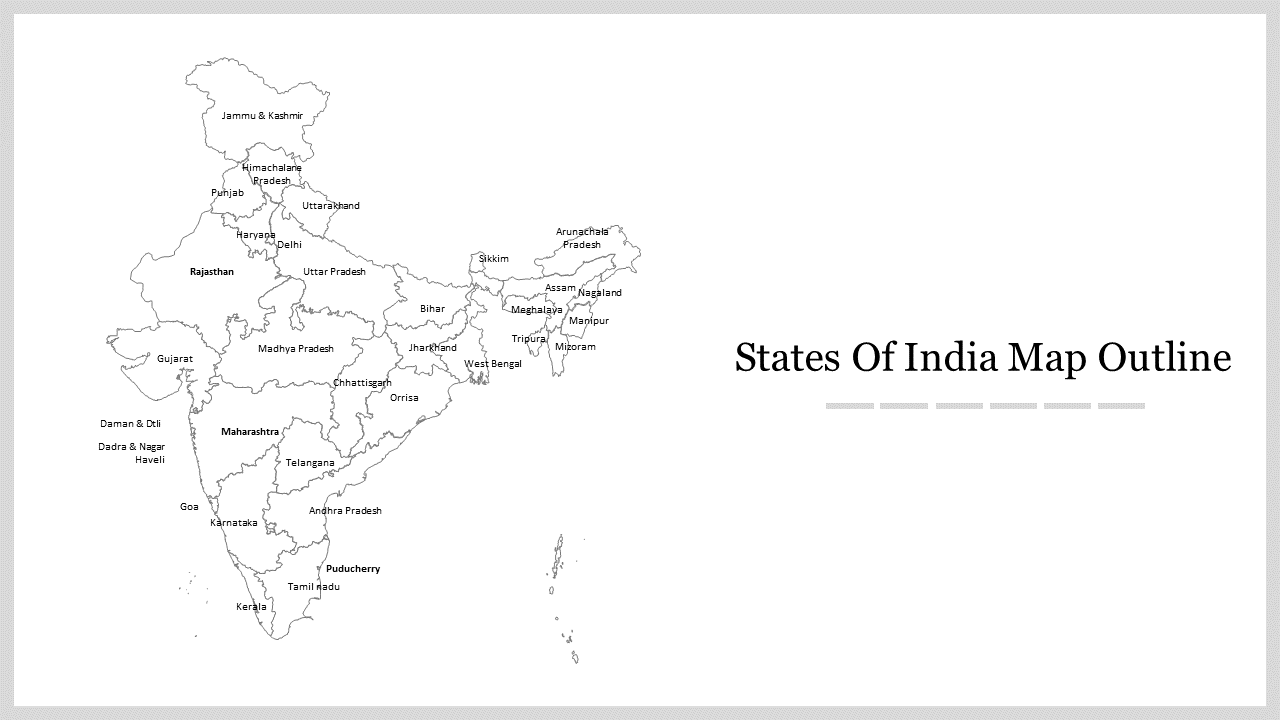 Best States Of India Map Outline Presentation Template