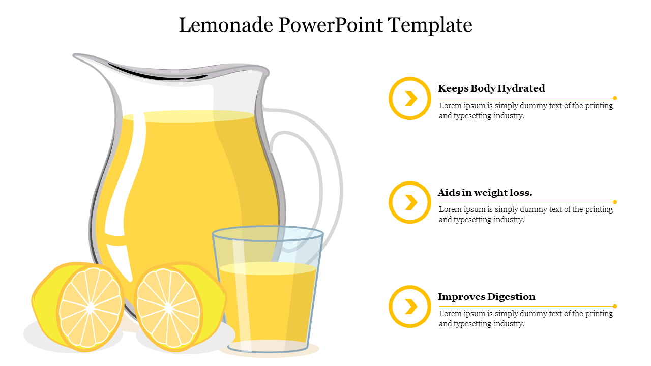 Yellow Theme Lemonade PowerPoint Template Slide