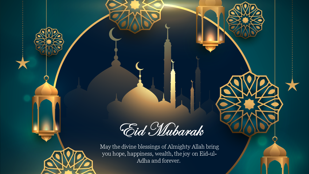 Free - Attractive Eid Mubarak PPT Template Download