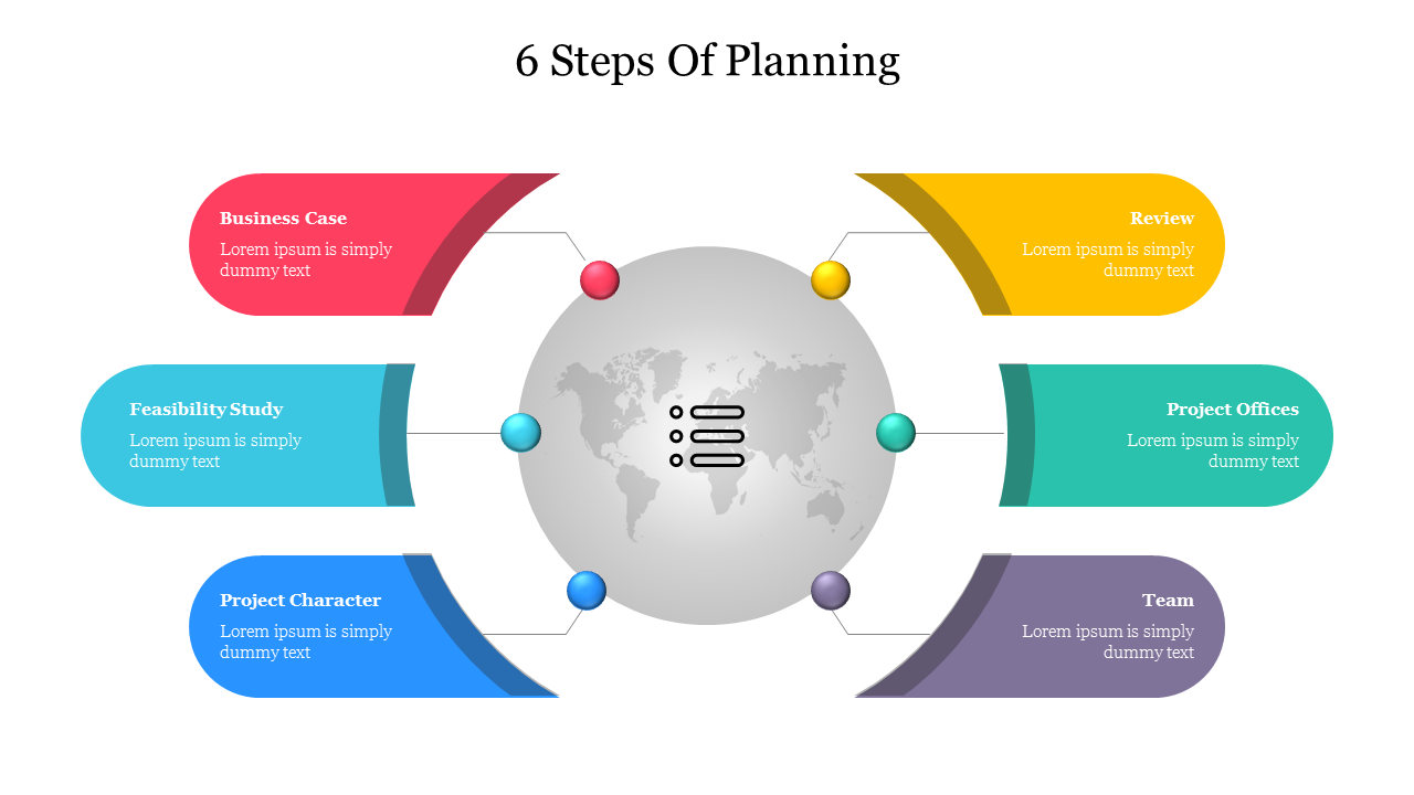 Attractive 6 Steps Of Planning Presentation Template