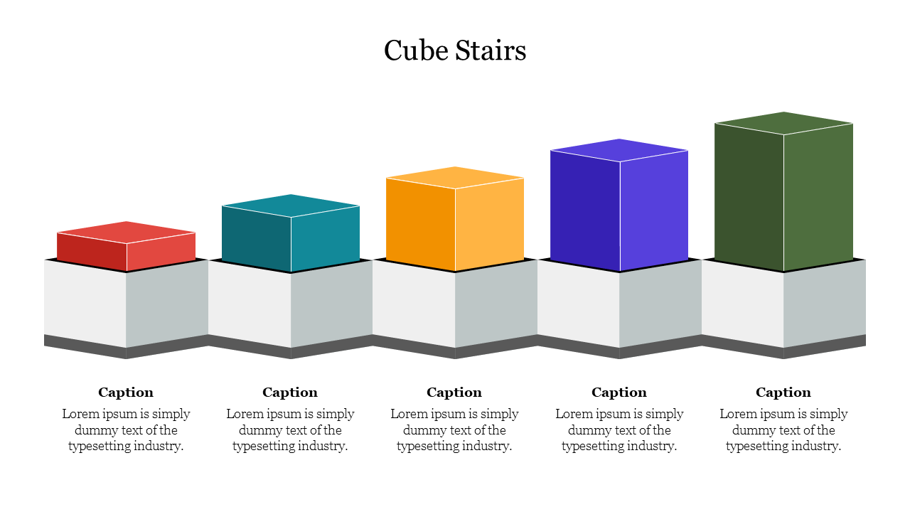 3D Cube Stairs PowerPoint Presentation Template