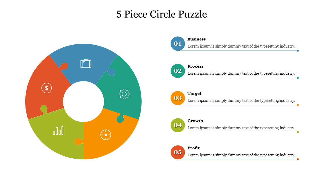 Creative 5 Piece Circle Puzzle PowerPoint Presentation