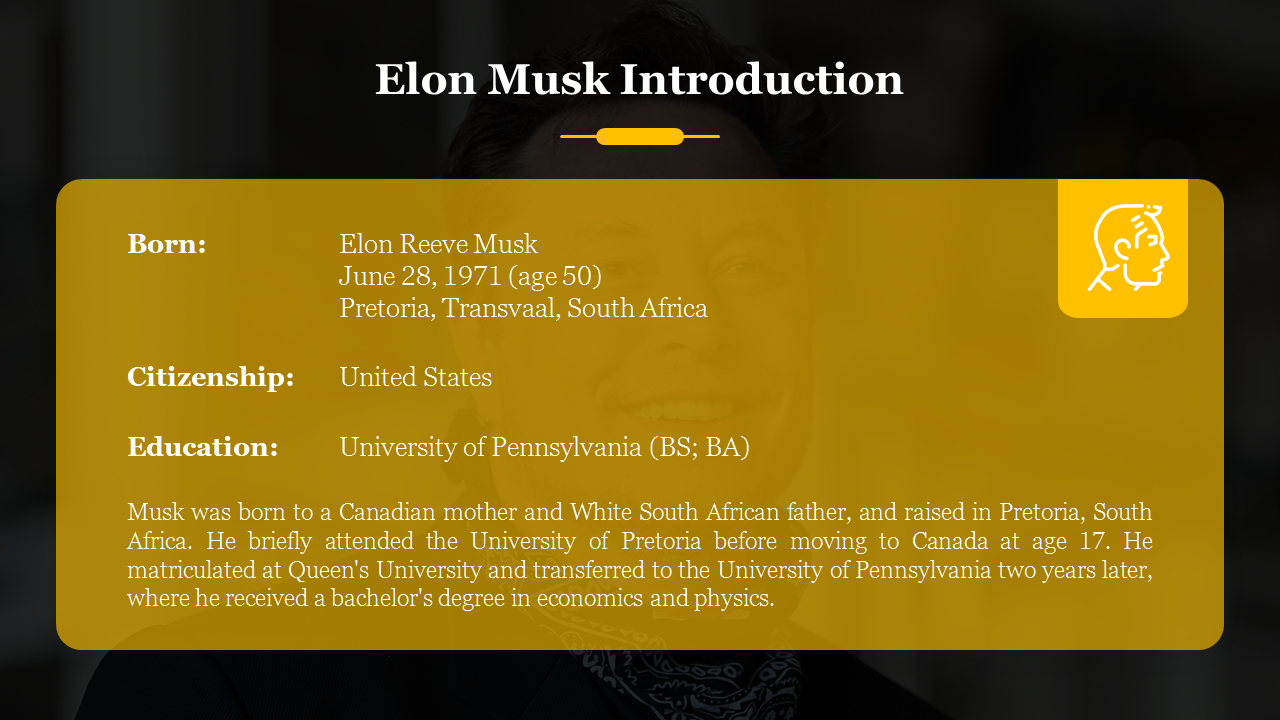 Best Elon Musk Introduction PowerPoint Presentation