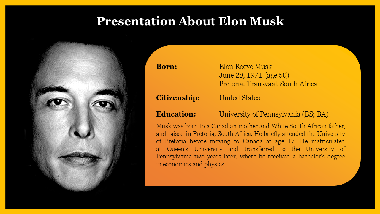 Presentation About Elon Musk