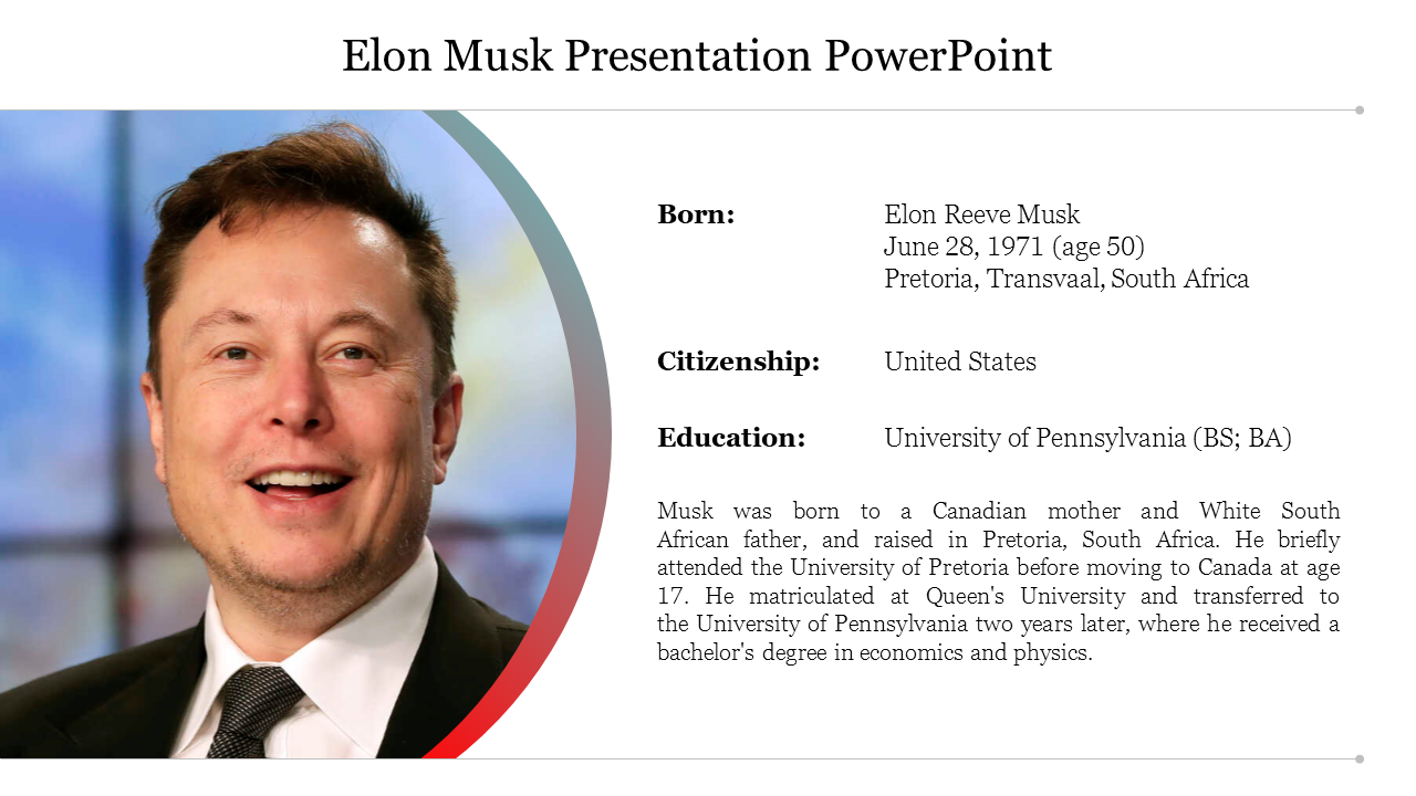 Elon Musk Presentation PowerPoint