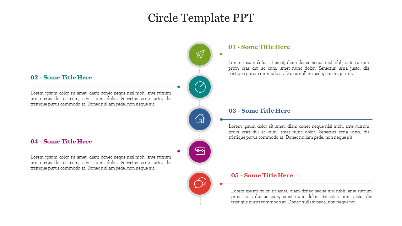 Five Noded Circle Template PPT For Presentation Template