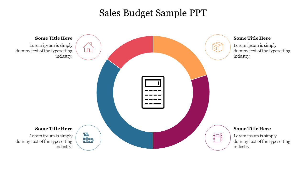 Sales Budget Sample PPT With Pie Chart Diagram Slide