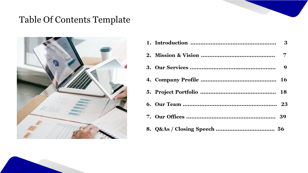 Free - Editable Table Of Contents Template For Presentation