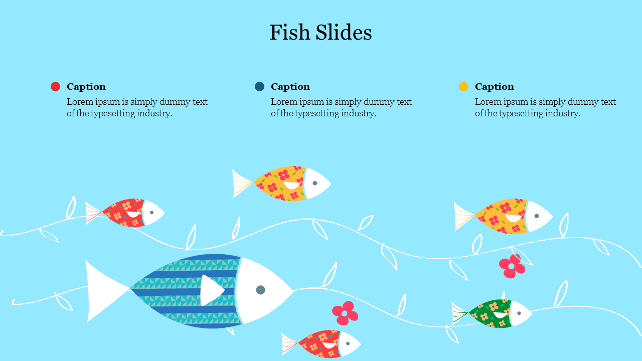 Attractive Fish Slides For Presentation With Three Nodes