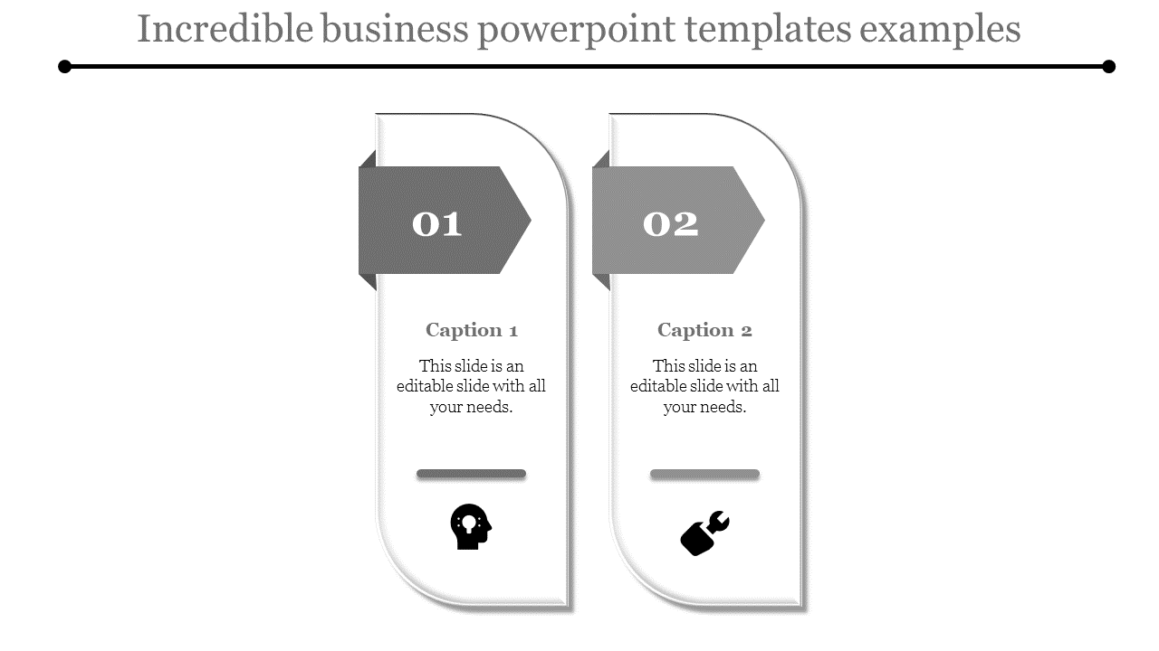 Two curved rectangular panels with gray arrows, featuring icons and captions arranged horizontally on a white background.