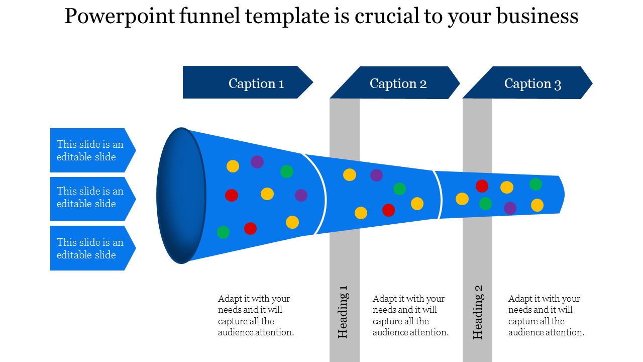 Magnificent PowerPoint Funnel Template With Three Nodes
