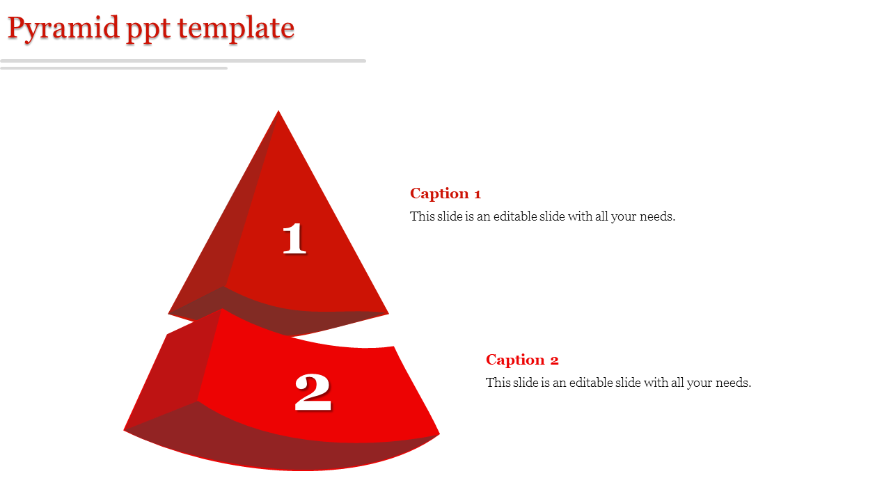 Red pyramid graphic divided into two labeled numbered sections with captions on the right for explanations.