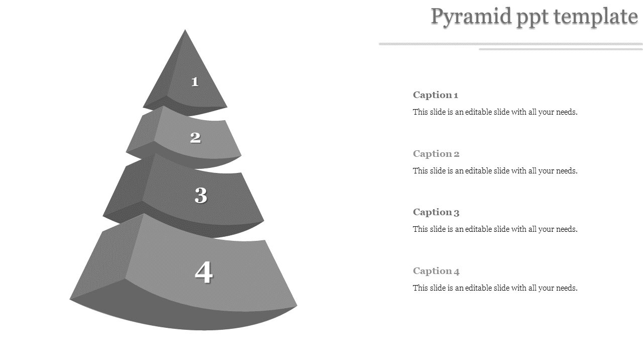 Gray-scale pyramid infographic featuring three levels, each labeled with a number and corresponding captions to the right.
