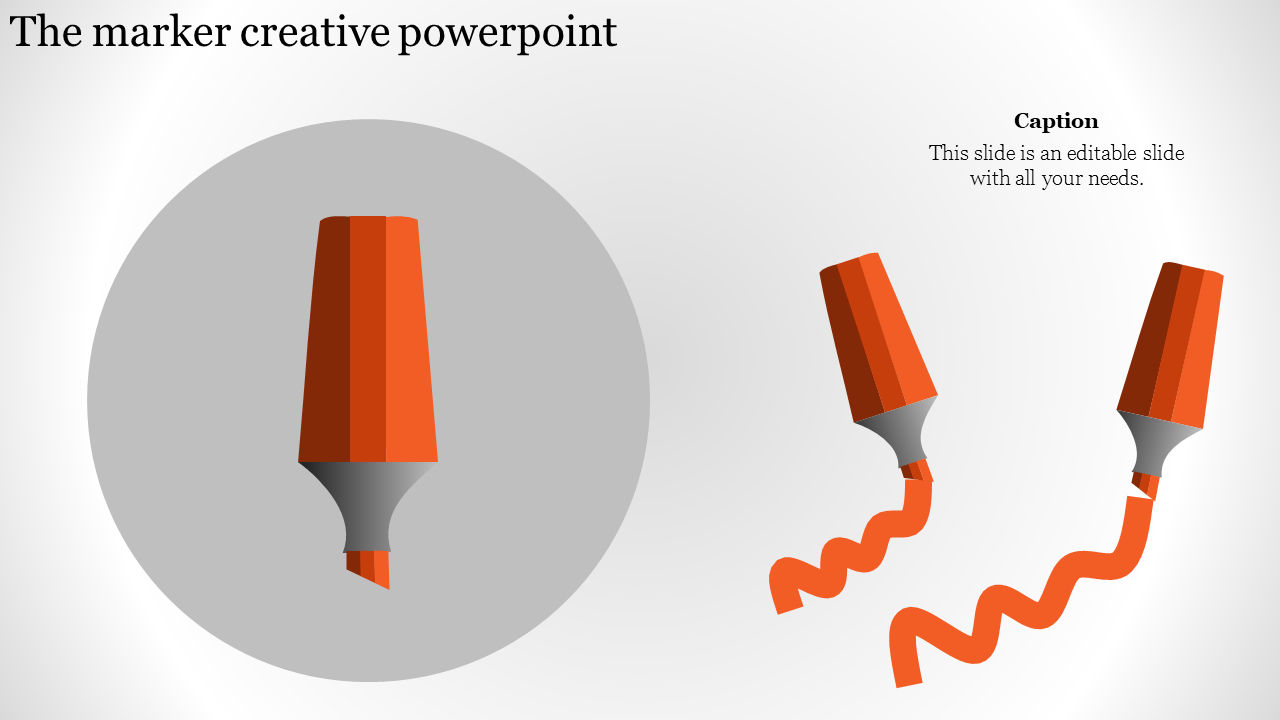 Creative PowerPoint slide featuring orange markers drawing wavy lines with a caption.