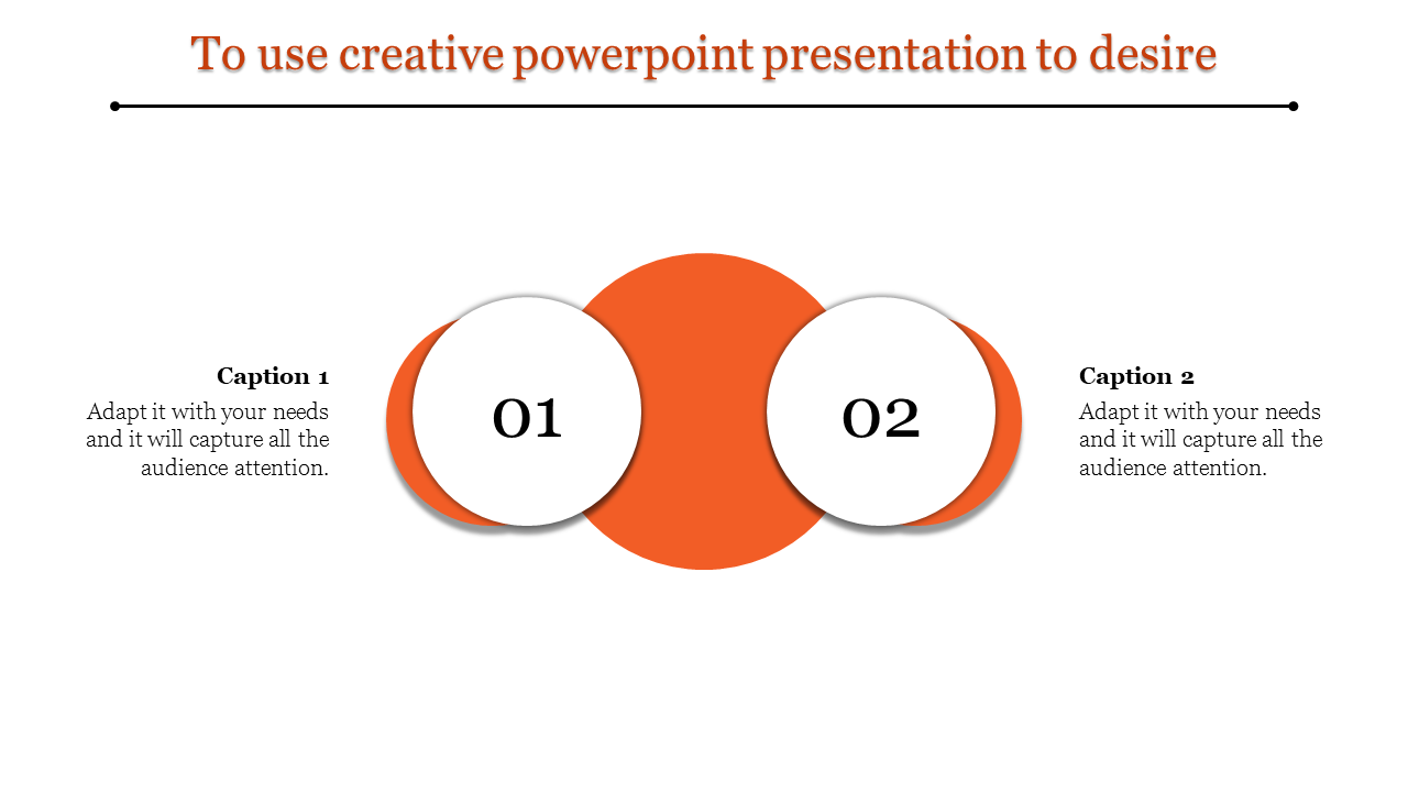 Creative slide showing a white layered light bulb with numbers 01 to 05 and editable text captions aligned on either side.