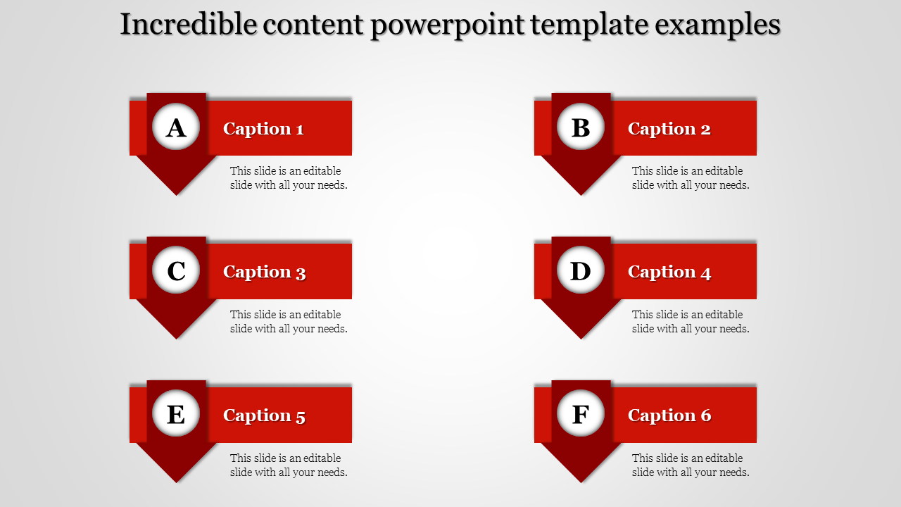 A Six Noded Content Powerpoint Template