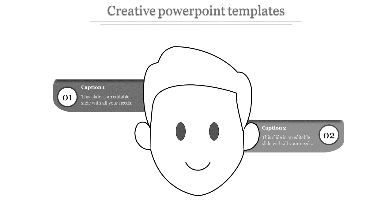 Face-themed infographic with three gray banners extending from the sides, each containing a numbered step and description.